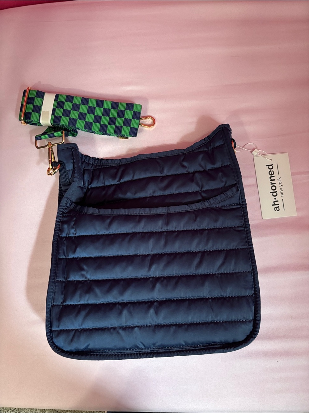 Quilted Navy Crossbody Bag with Removable Strap - Picture 1 of 4